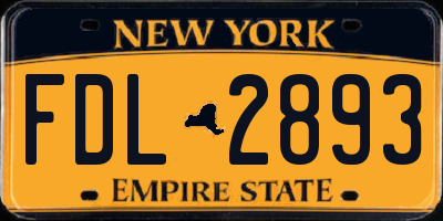 NY license plate FDL2893
