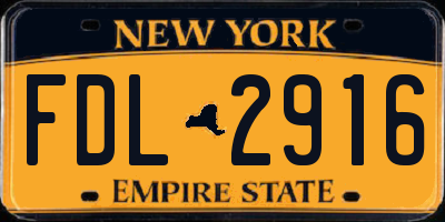 NY license plate FDL2916