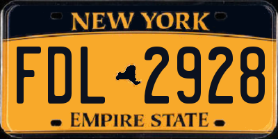NY license plate FDL2928