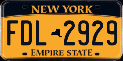 NY license plate FDL2929