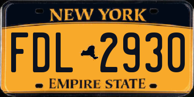 NY license plate FDL2930