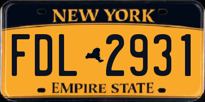 NY license plate FDL2931