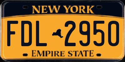 NY license plate FDL2950