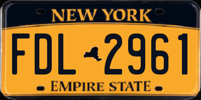 NY license plate FDL2961
