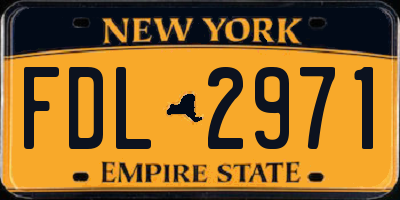 NY license plate FDL2971