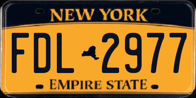 NY license plate FDL2977