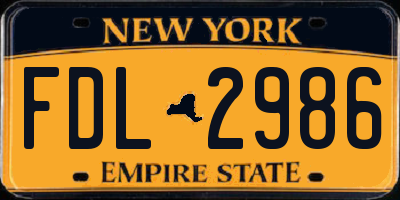 NY license plate FDL2986