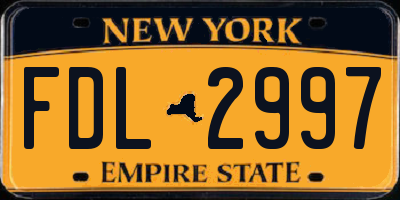 NY license plate FDL2997