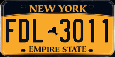 NY license plate FDL3011