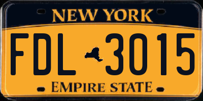 NY license plate FDL3015