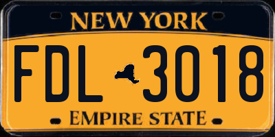NY license plate FDL3018