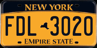 NY license plate FDL3020