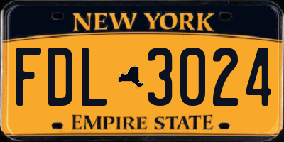 NY license plate FDL3024