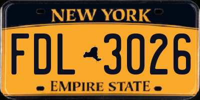NY license plate FDL3026