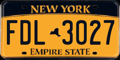 NY license plate FDL3027