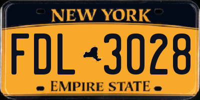 NY license plate FDL3028