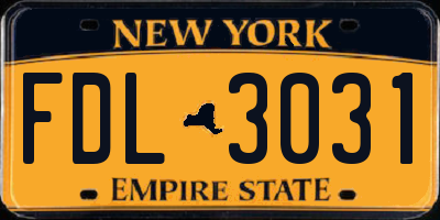 NY license plate FDL3031