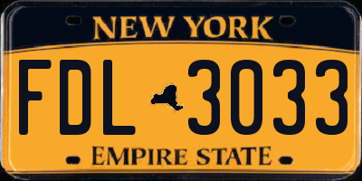 NY license plate FDL3033