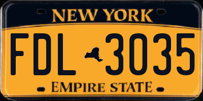 NY license plate FDL3035