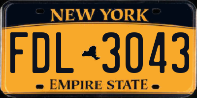 NY license plate FDL3043