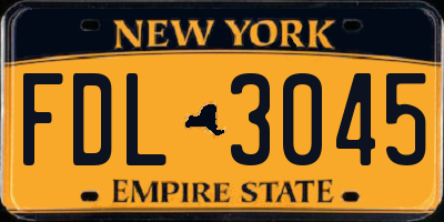 NY license plate FDL3045