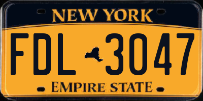 NY license plate FDL3047