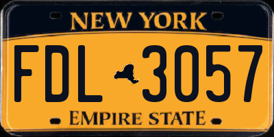 NY license plate FDL3057