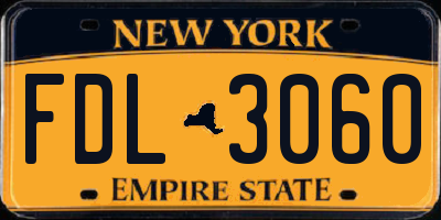 NY license plate FDL3060
