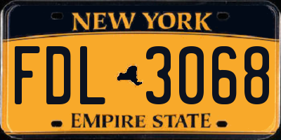 NY license plate FDL3068