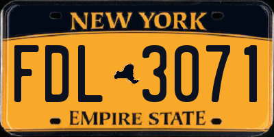 NY license plate FDL3071
