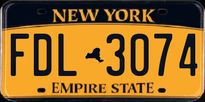 NY license plate FDL3074