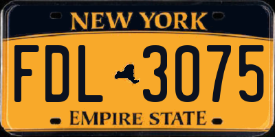 NY license plate FDL3075
