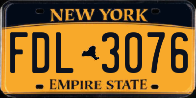 NY license plate FDL3076