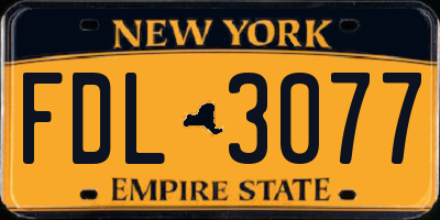 NY license plate FDL3077
