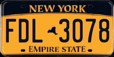NY license plate FDL3078
