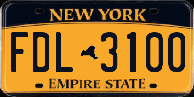 NY license plate FDL3100