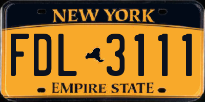 NY license plate FDL3111