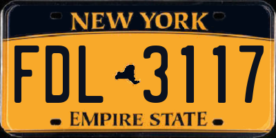 NY license plate FDL3117