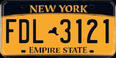 NY license plate FDL3121