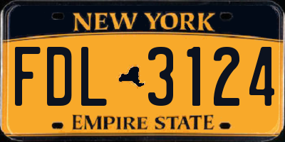 NY license plate FDL3124