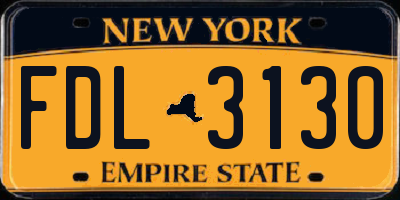 NY license plate FDL3130
