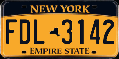 NY license plate FDL3142
