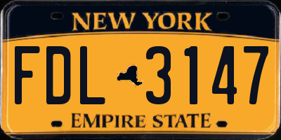 NY license plate FDL3147