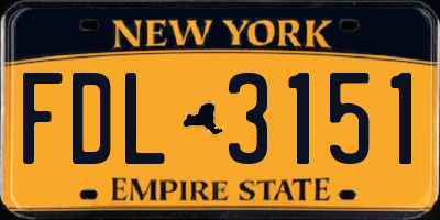 NY license plate FDL3151