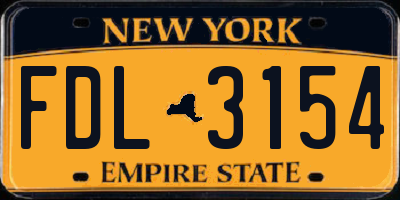 NY license plate FDL3154