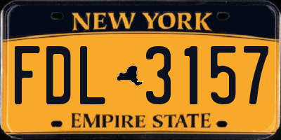 NY license plate FDL3157