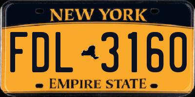 NY license plate FDL3160