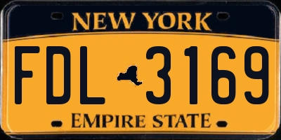 NY license plate FDL3169