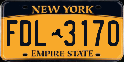 NY license plate FDL3170
