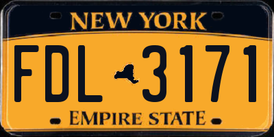 NY license plate FDL3171